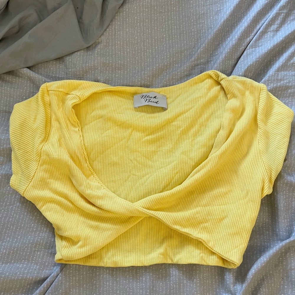 Yellow twist front crop top